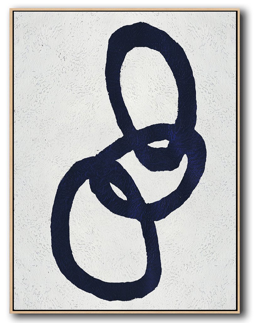 Buy Hand Painted Navy Blue Abstract Painting Online - White And Silver Canvas Art Huge